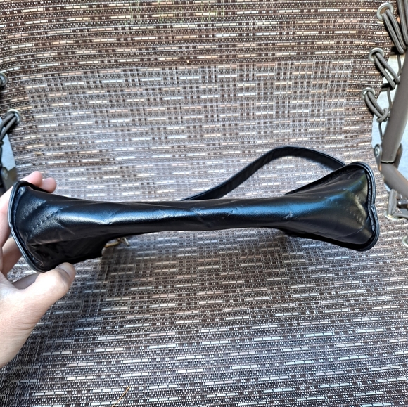 Y2K Black Chevron Print Faux Leather Handbag Purse - Picture 6 of 10